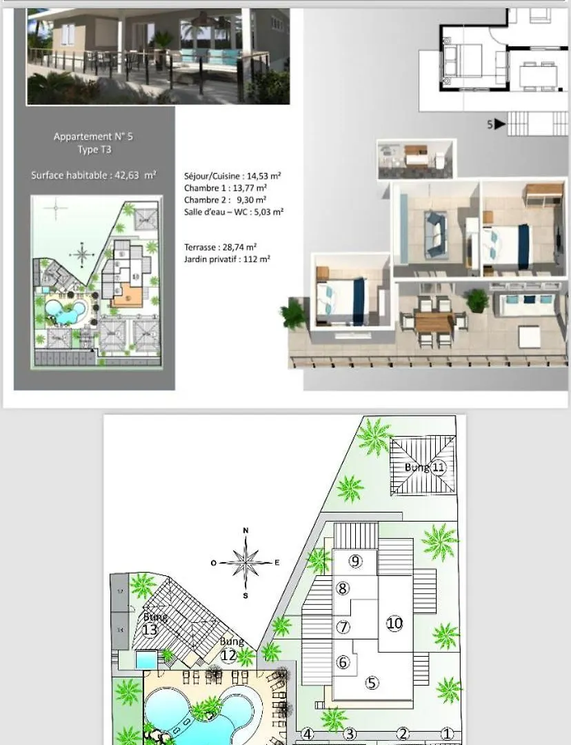 Apartmán Residence La Palmeraie Le Diamant Martinik